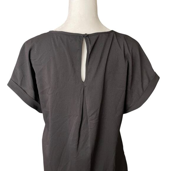 French Connection Medium Blouse Dolman Cap Sleeve Solid Black Top Shirt - Picture 8 of 8